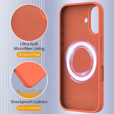 Apple iPhone 16 Plus "Shell" MagSafe твердый силиконовый (TPU) оранжевый чехол | Vacins.lv