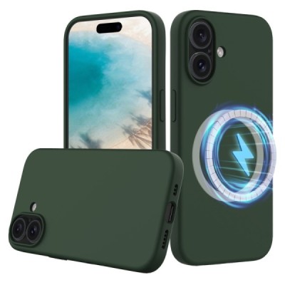 Apple iPhone 16 Plus "Shell" MagSafe cieta silikona (TPU) tumši zaļa apvalks | vacins.lv