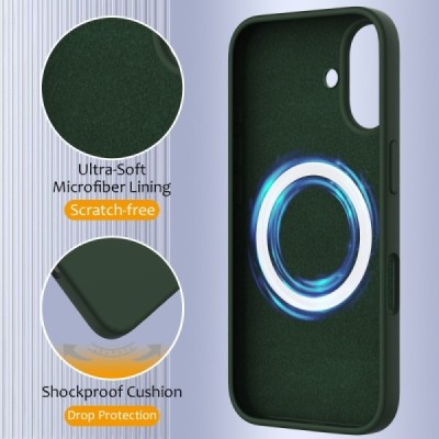 Apple iPhone 16 Plus "Shell" MagSafe твердый силиконовый (TPU) темно-зеленый чехол | Vacins.lv