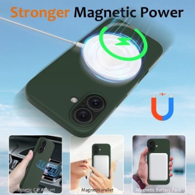 Apple iPhone 16 Plus "Shell" MagSafe твердый силиконовый (TPU) темно-зеленый чехол | Vacins.lv