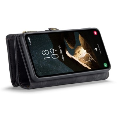 Samsung Galaxy A55 5G (SM-A556) "CaseMe" Retro solīds maciņš ar noņemamu maku - melns | Vacins.lv