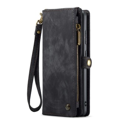Samsung Galaxy A55 5G (SM-A556) "CaseMe" Retro solīds maciņš ar noņemamu maku - melns | Vacins.lv