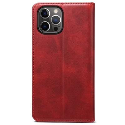 Apple iPhone 12 (12 Pro) "Suteni" красный кожаный чехол-книжка | Vacins.lv