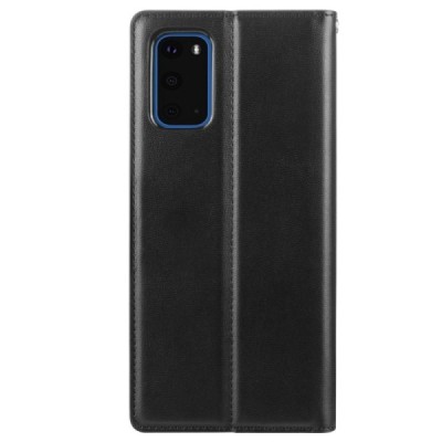 Samsung Galaxy S20 "Hanman" Leather solīds atvēramais ādas melns maciņš - maks | Vacins.lv