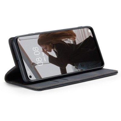 Huawei P40 lite CaseMe Retro solīds atvēramais ādas melns maciņš - maks | Vacins.lv