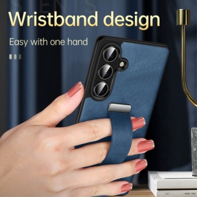 "SULADA" Leather Kickstand Samsung Galaxy S25 чёрный кожаный чехол | Vacins.lv