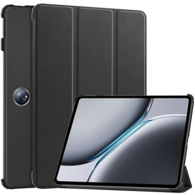 OnePlus Pad 2 (OnePlus Pad Pro) черный кожаный чехол-книжка (складной) | Vacins.lv