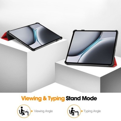 OnePlus Pad 2 (OnePlus Pad Pro) красный кожаный чехол-книжка (складной) | Vacins.lv
