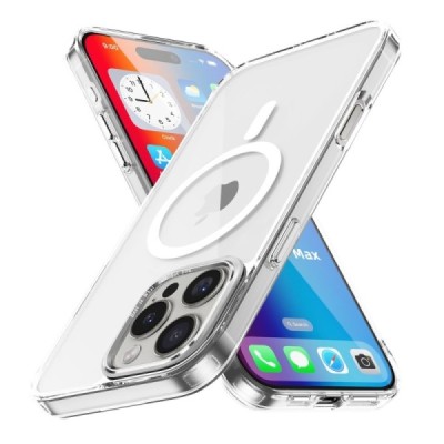 "Tubi" MagSafe Apple iPhone 16 Pro Max dzidrs, caurspīdīgs cieta silikona apvalks aizmugurējais vāciņš | vacins.lv