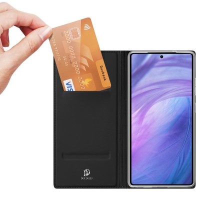 Samsung Galaxy S25 Ultra "Dux Ducis" Skin sērijas melns ādas atvērams maciņš | Vacins.lv