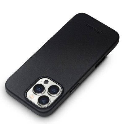 Apple iPhone 16 Pro Max "QIALINO" Slim MagSafe чёрный кожаный чехол | Vacins.lv