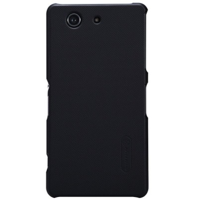 Sony Xperia Z3 Compact Nillkin Frosted Shield melns plastmasas futrālis + ekrāna aizsargplēve / Vacins.lv