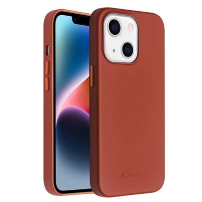 Apple iPhone 14 "QIALINO" Slim MagSafe ādas brūns vaciņš - apvalks | Vacins.lv