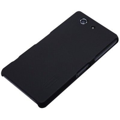 Nillkin Frosted Shield Sony Xperia Z3 Compact juodas plastikinis dėklas + apsauginė ekrano plėvelė / Priedai.lt