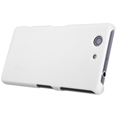Nillkin Frosted Shield Sony Xperia Z3 Compact baltas plastikinis dėklas + apsauginė ekrano plėvelė / Priedai.lt