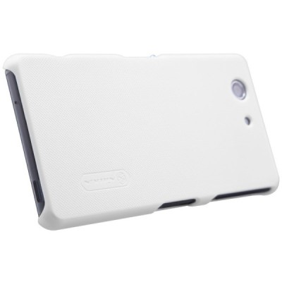 Nillkin Frosted Shield Sony Xperia Z3 Compact baltas plastikinis dėklas + apsauginė ekrano plėvelė / Priedai.lt