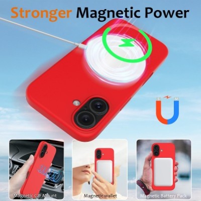Apple iPhone 16 Plus "Shell" MagSafe cieta silikona (TPU) sarkans apvalks | vacins.lv