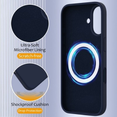 Apple iPhone 16 "Shell" MagSafe cieta silikona (TPU) tumši zils apvalks | vacins.lv