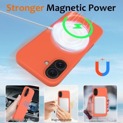 Apple iPhone 16 "Shell" MagSafe cieta silikona (TPU) oranžs apvalks | vacins.lv