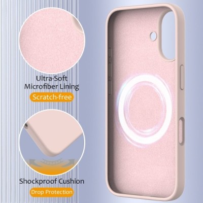 Apple iPhone 16 "Shell" MagSafe твердый силиконовый (TPU) розовый чехол | Vacins.lv