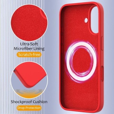 Apple iPhone 16 "Shell" MagSafe твердый силиконовый (TPU) красный чехол | Vacins.lv