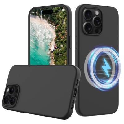 Apple iPhone 16 Pro Max "Shell" MagSafe cieta silikona (TPU) melns apvalks | vacins.lv