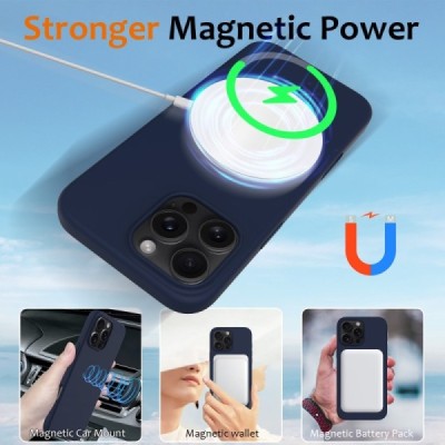 Apple iPhone 16 Pro Max "Shell" MagSafe твердый силиконовый (TPU) тёмно-синий чехол | Vacins.lv