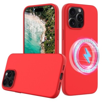 Apple iPhone 16 Pro Max "Shell" MagSafe cieta silikona (TPU) sarkans apvalks | vacins.lv