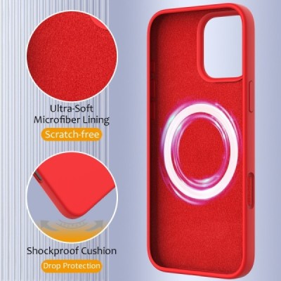 Apple iPhone 16 Pro Max "Shell" MagSafe cieta silikona (TPU) sarkans apvalks | vacins.lv