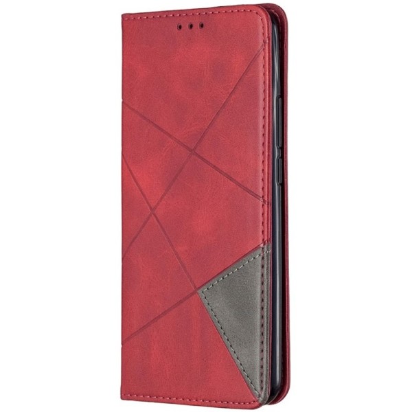 Солидный чехол-книжка "Binfen" Geometric - красный (Redmi 9)