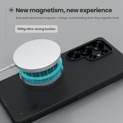 Samsung Galaxy S25 Ultra "Nillkin" Frosted Shield Pro Magnetic чёрный чехол | Vacins.lv