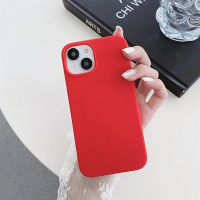 Apple iPhone 15 Plus "Shell" MagSafe cieta silikona (TPU) sarkans apvalks | vacins.lv