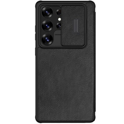 Samsung Galaxy S25 Ultra роскошный серии Nillkin Qin Pro кожаный чехол-книжка - чёрный | Vacins.lv