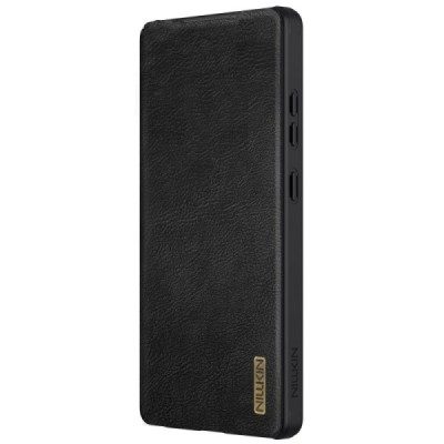 Greznais "Nillkin" Qin Pro sērijas ādas atvērams melns Samsung Galaxy S25 Ultra maciņš | Vacins.lv