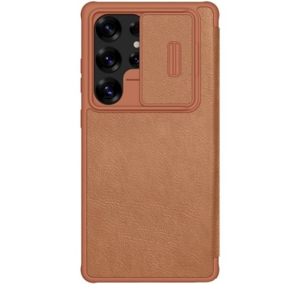 Greznais "Nillkin" Qin Pro sērijas ādas atvērams brūns Samsung Galaxy S25 Ultra maciņš | Vacins.lv