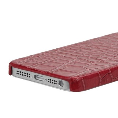 Apple iPhone 5S sarkans telefona apvalks ar krokodila ādas imitāciju / Vacins.lv