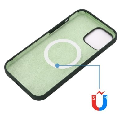 Apple iPhone 15 Pro "Shell" MagSafe cieta silikona (TPU) tumši zaļa apvalks | vacins.lv