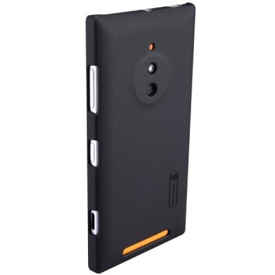 Nokia Lumia 830 Nillkin Frosted Shield melns plastmasas futrālis + ekrāna aizsargplēve / Vacins.lv