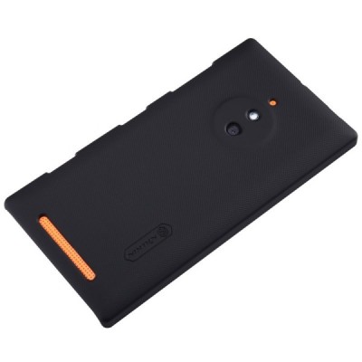 Nokia Lumia 830 Nillkin Frosted Shield melns plastmasas futrālis + ekrāna aizsargplēve / Vacins.lv