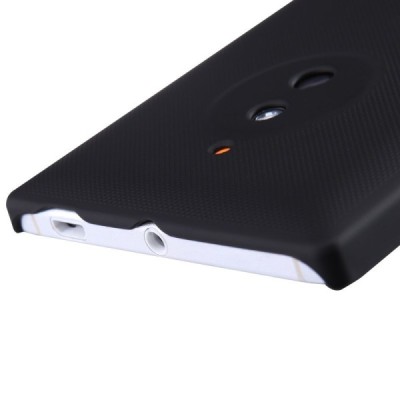 Nokia Lumia 830 Nillkin Frosted Shield melns plastmasas futrālis + ekrāna aizsargplēve / Vacins.lv