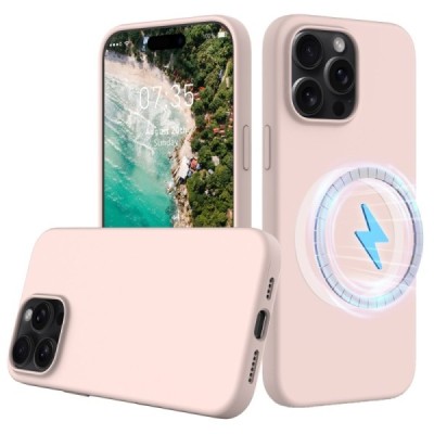 Apple iPhone 16 Pro Max "Shell" MagSafe cieta silikona (TPU) rozā apvalks | vacins.lv
