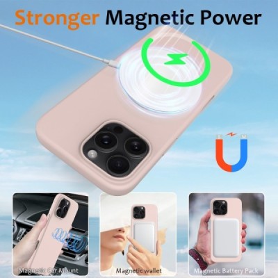 Apple iPhone 16 Pro Max "Shell" MagSafe cieta silikona (TPU) rozā apvalks | vacins.lv