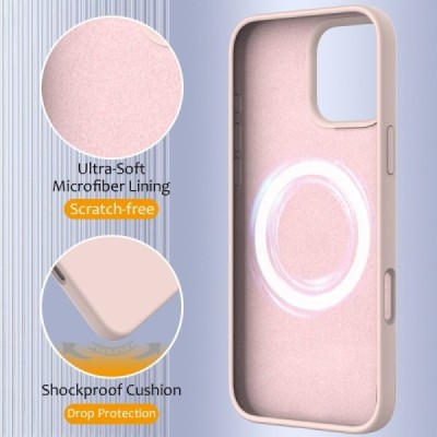 Apple iPhone 16 Pro Max "Shell" MagSafe cieta silikona (TPU) rozā apvalks | vacins.lv