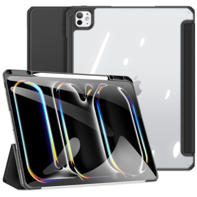 Apple iPad Pro 13 (2025) / 13 (2024) "Dux Ducis" Toby atvēramais melns maciņš - maks ar vietu, kur ielikt stylus | Vacins.lv