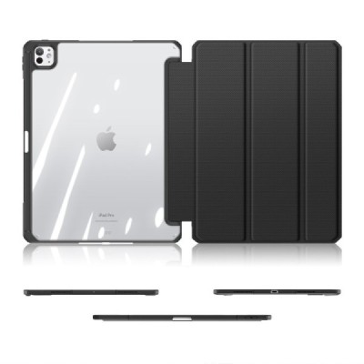 Apple iPad Pro 13 (2025) / 13 (2024) "Dux Ducis" Toby чёрный кожаный чехол - книжка с местом для стилуса | Vacins.lv