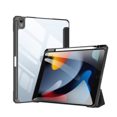 Apple iPad 10.9 2022 "Dux Ducis" Toby atvēramais melns maciņš - maks ar vietu, kur ielikt stylus | Vacins.lv