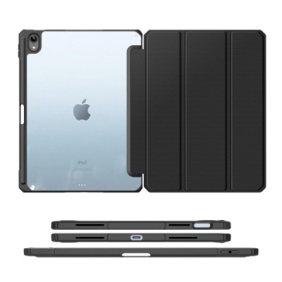 Apple iPad 10.9 2022 "Dux Ducis" Toby atvēramais melns maciņš - maks ar vietu, kur ielikt stylus | Vacins.lv