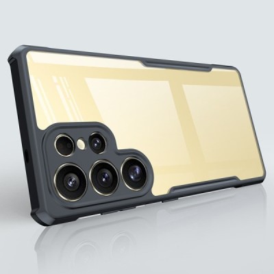 Samsung Galaxy S25 Ultra "XUNDD" прозрачный твердый силиконовый чехол (TPU) и акрила с черной окантовкой | Vacins.lv