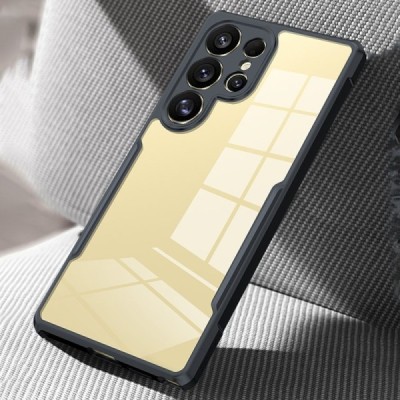 Samsung Galaxy S25 Ultra "XUNDD" прозрачный твердый силиконовый чехол (TPU) и акрила с черной окантовкой | Vacins.lv