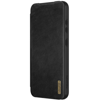 Greznais „Nillkin“ Qin Pro sērijas ādas atvērams melns Samsung Galaxy S25+ maciņš | Vacins.lv